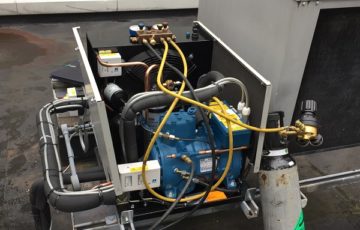 refrigeration service equipment in use