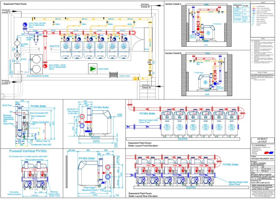 commercial boiler installation design drawing