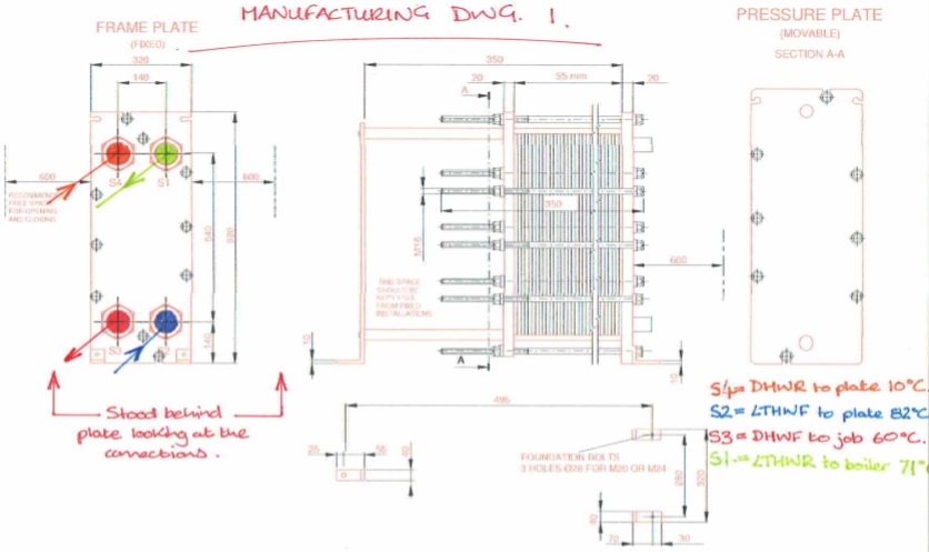 plate heat exchanger design drawing